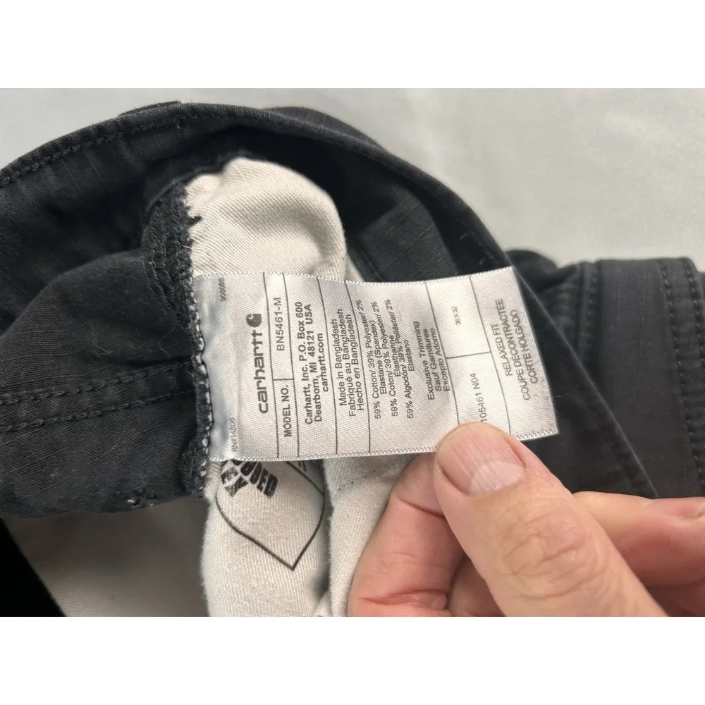 Carhartt Relaxed Fit Cargo Work Pants‎ Mens 36x32 Black Ripstop Utility Outdoor